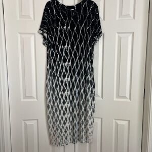Andrew Marc Monochrome Patterned Midi Dress